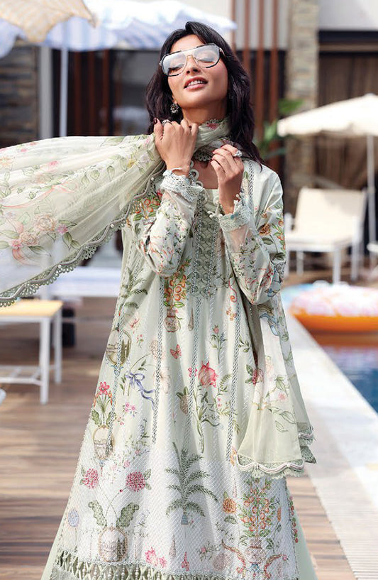 Maria B. M.Prints Embroidered Lawn Unstitched 3 Piece Suit - 4B - MB26SNC - Green - Summer Collection