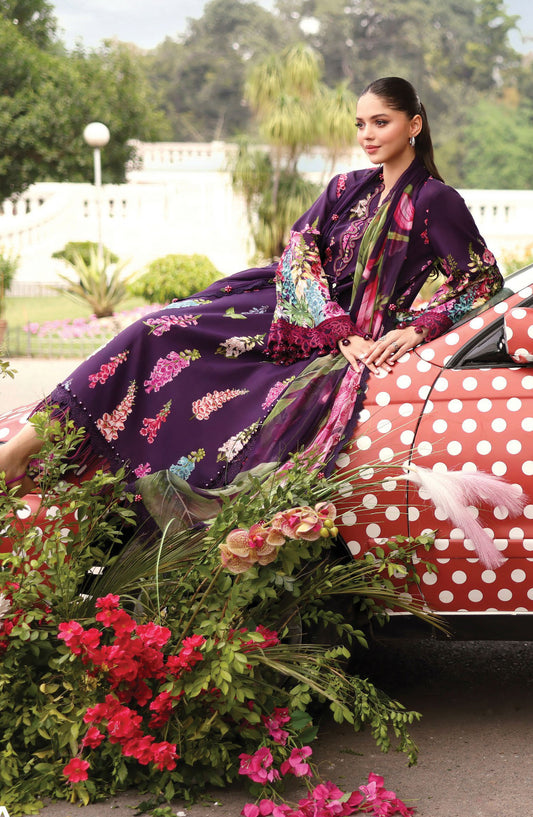 Maria B. M.Prints Embroidered Lawn Unstitched 3 Piece Suit - 5A - MB26SNC - Purple - Summer Collection