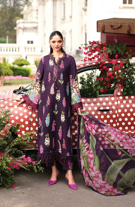 Maria B. M.Prints Embroidered Lawn Unstitched 3 Piece Suit - 5A - MB26SNC - Purple - Summer Collection