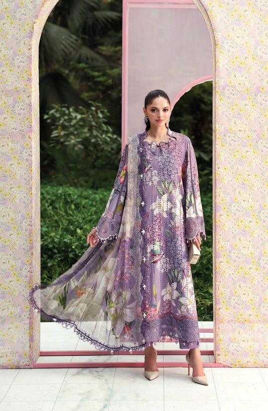 Maria B. M.Prints Embroidered Lawn Unstitched 3 Piece Suit - 6B - MB26SNC - Purple - Summer Collection