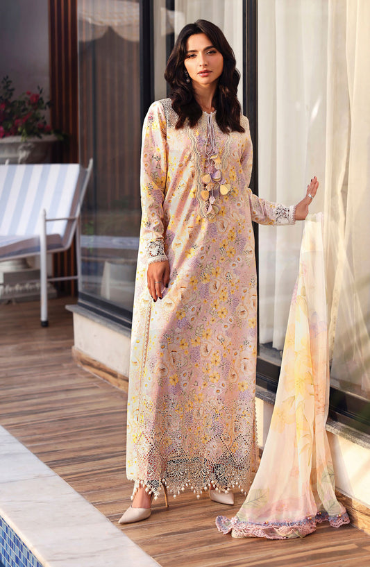 Maria B. M.Prints Embroidered Lawn Unstitched 3 Piece Suit - 7B - MB26SNC - Lilac - Summer Collection
