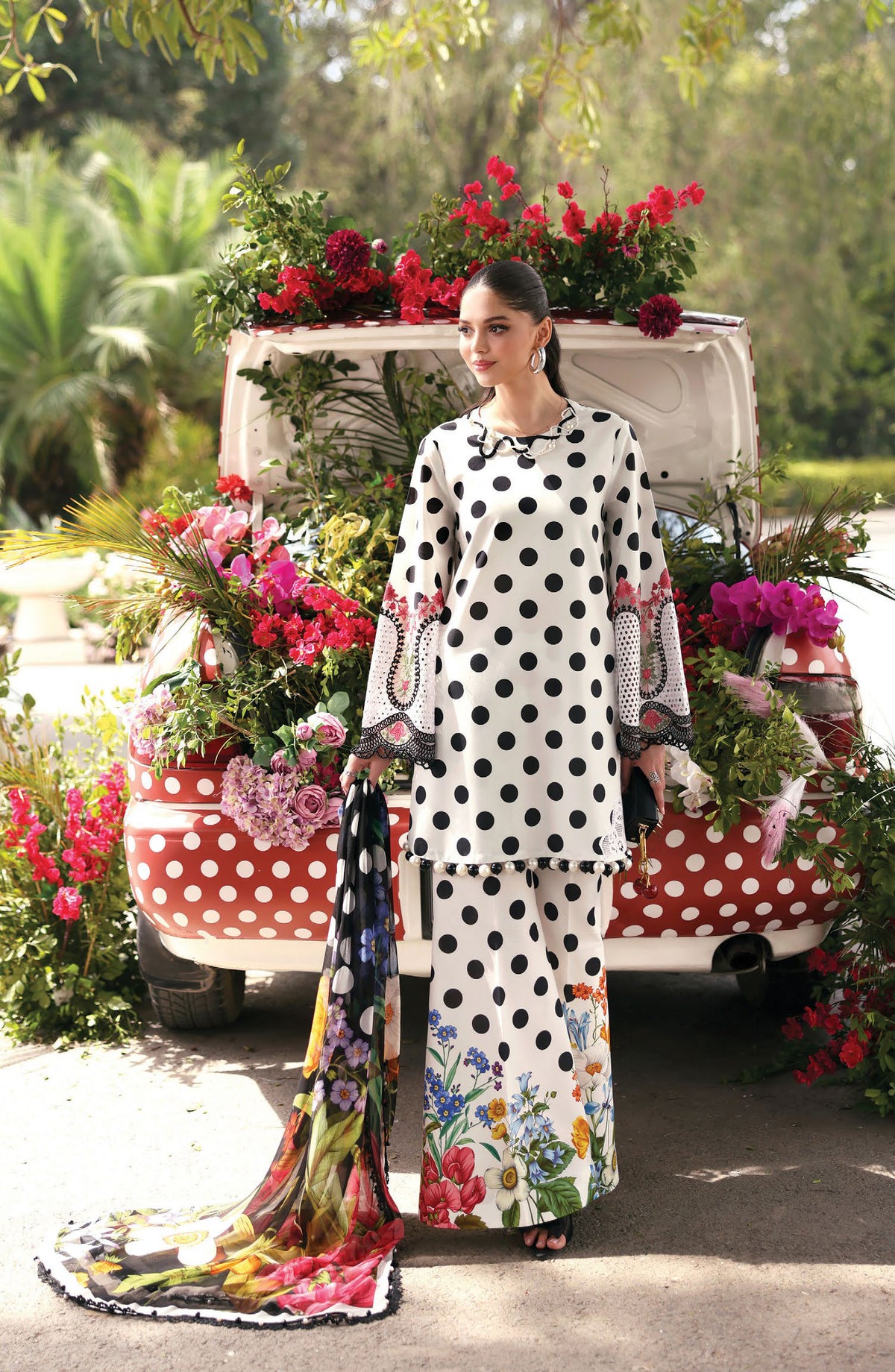 Maria B. M.Prints Embroidered Lawn Unstitched 3 Piece Suit - 8A - MB26SNC - White - Summer Collection
