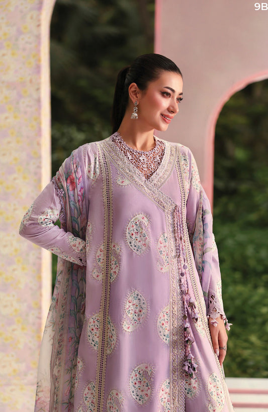 Maria B. M.Prints Embroidered Lawn Unstitched 3 Piece Suit - 9B - MB26SNC - Purple - Summer Collection