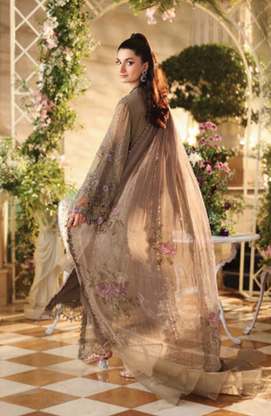 Maria B Embroidered Chiffon Unstitched 3 Piece Suit - D-02 - MB26CHF - Beige - Luxury Collection