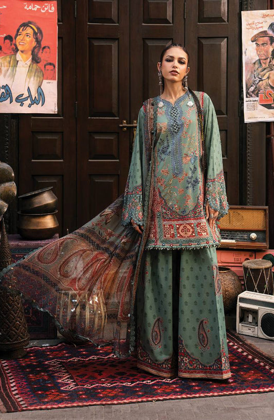 Maria B Embroidered Cambric Unstitched 3 Piece Suit - D-2A - MB26SD - Green - Winter Collection