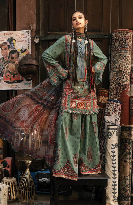 Maria B Embroidered Cambric Unstitched 3 Piece Suit - D-2A - MB26SD - Green - Winter Collection
