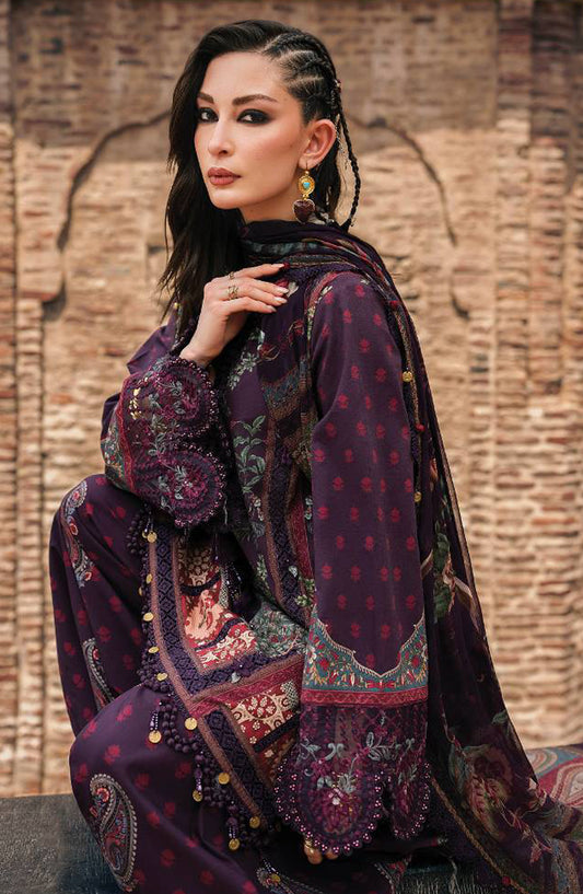 Maria B Embroidered Cambric Unstitched 3 Piece Suit - D-2B - MB26SD - Purple - Winter Collection