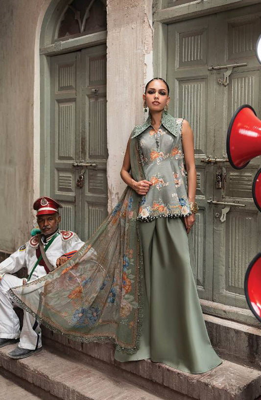 Maria B Embroidered Cambric Unstitched 3 Piece Suit - D-3A - MB26SD - Green - Winter Collection