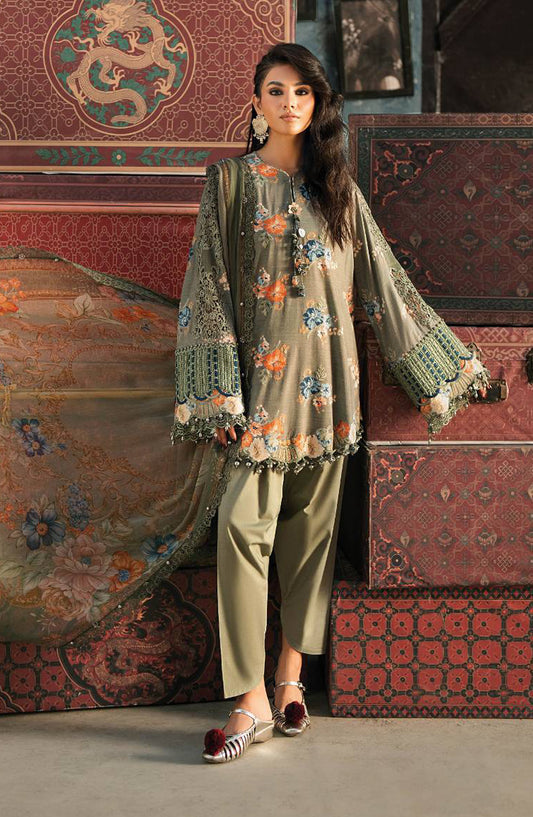 Maria B Embroidered Cambric Unstitched 3 Piece Suit - D-3A - MB26SD - Green - Winter Collection