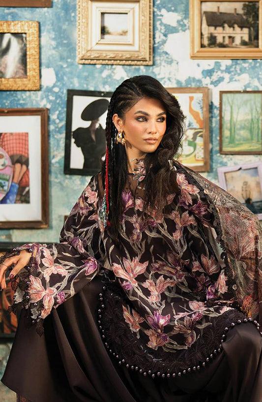 Maria B Embroidered Cambric Unstitched 3 Piece Suit - D-4B - MB26SD - Brown - Winter Collection