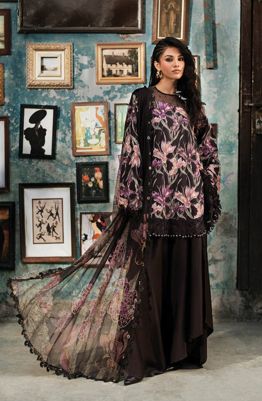 Maria B Embroidered Cambric Unstitched 3 Piece Suit - D-4B - MB26SD - Brown - Winter Collection
