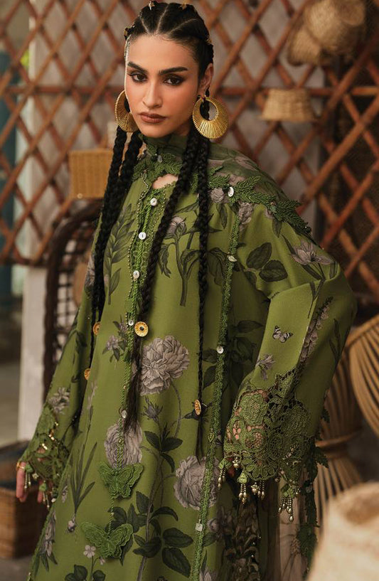 Maria B Embroidered Cambric Unstitched 3 Piece Suit - D-9B - MB26SD - Green - Winter Collection
