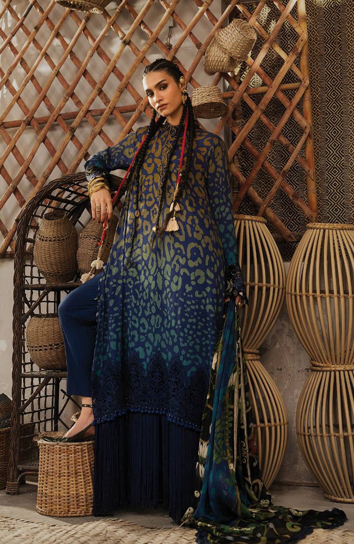 Maria B Embroidered Linen Unstitched 3 Piece Suit - D-1B - MB26SD - Blue - Winter Collection