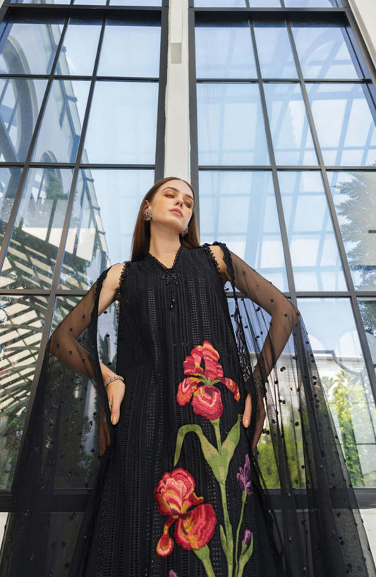 Maria B Luxury Embroidered Lawn Unstitched 3 Piece Suit - D10 - MB26ED - Black - Summer Festive Collection