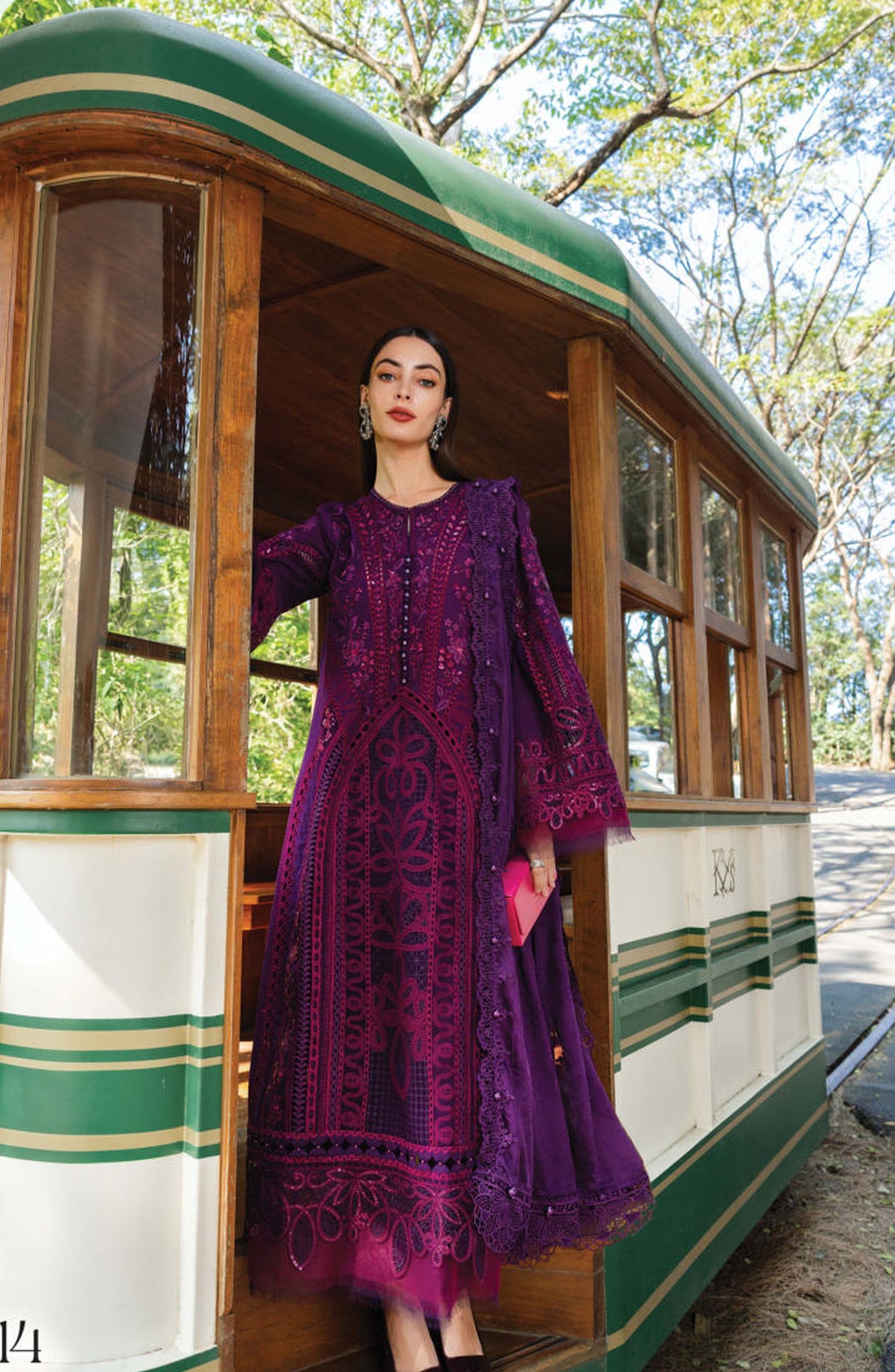 Maria B Luxury Embroidered Lawn Unstitched 3 Piece Suit - D14 - MB26ED - Purple - Summer Festive Collection