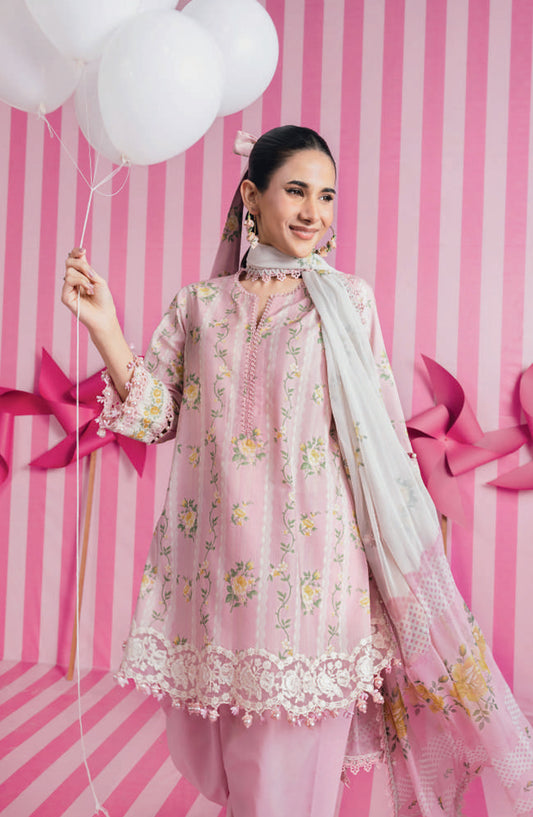 Maria B MBasics Embroidered Lawn Unstitched 3 Piece Suit - MB-CUSV13-02-A - MAB26BS - Pink - Spring Summer Collection
