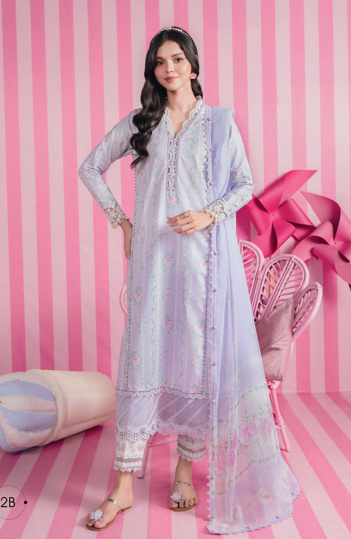 Maria B MBasics Embroidered Lawn Unstitched 3 Piece Suit - MB-CUSV13-02-B - MAB26BS - Purple - Spring Summer Collection