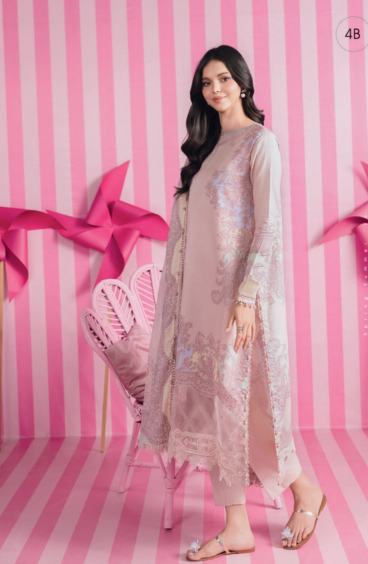 Maria B MBasics Embroidered Lawn Unstitched 3 Piece Suit - MB-CUSV13-04-B - MAB26BS - Pink - Spring Summer Collection