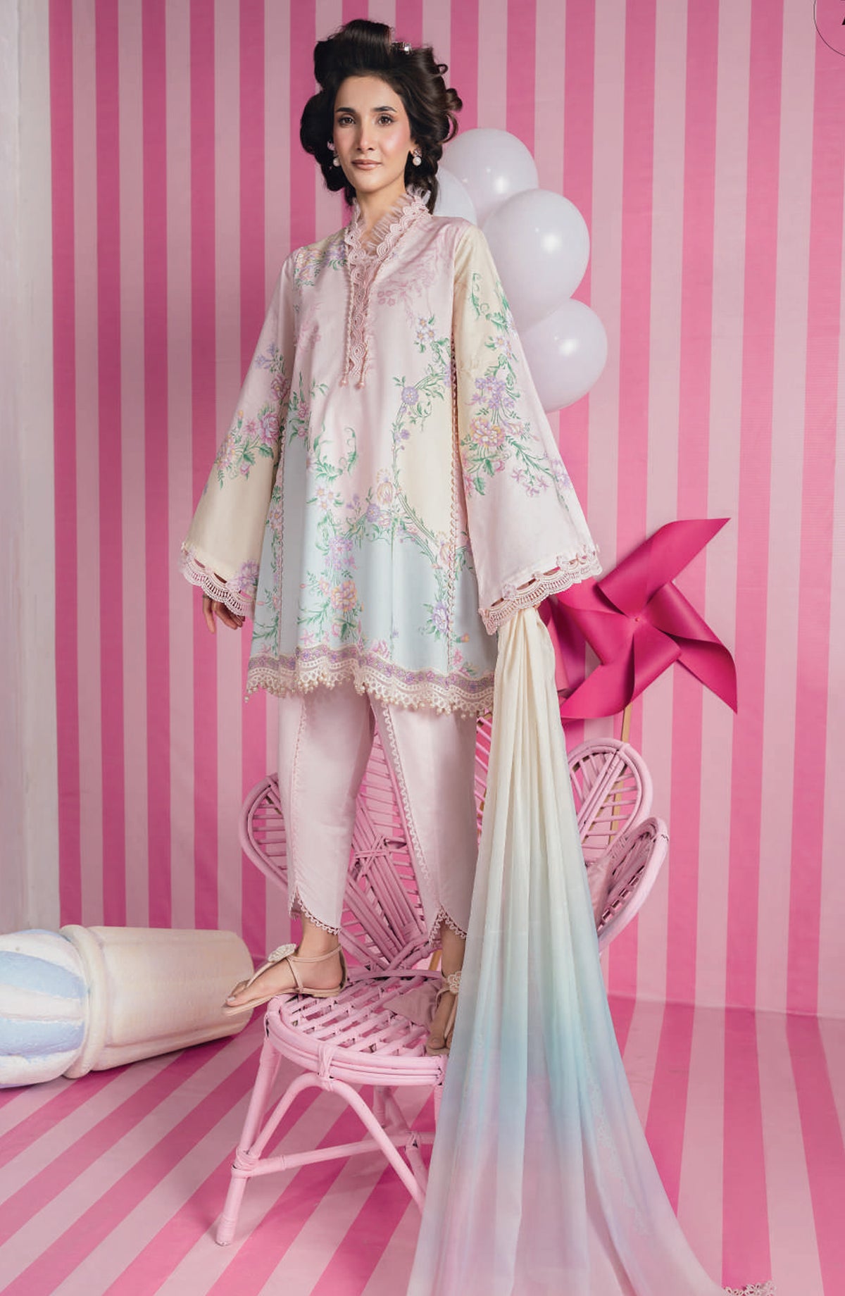 Maria B MBasics Embroidered Lawn Unstitched 3 Piece Suit - MB-CUSV13-07-B - MAB26BS - Pink - Spring Summer Collection