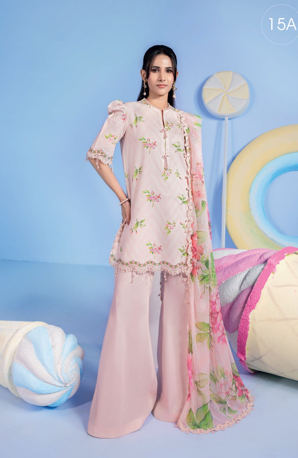 Maria B MBasics Embroidered Lawn Unstitched 3 Piece Suit - MB-CUSV13-15-A - MAB26BS - Pink - Spring Summer Collection