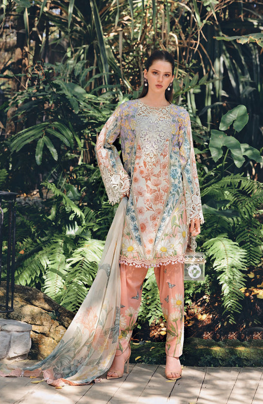 Maria B MPrints Embroidered Lawn Unstitched 3 Piece Suit - 10B - MAB26MP - Pink - Spring Summer Collection