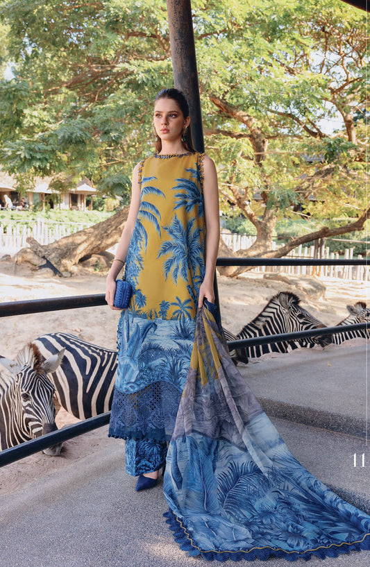 Maria B MPrints Embroidered Lawn Unstitched 3 Piece Suit - 11A - MAB26MP - Blue - Spring Summer Collection