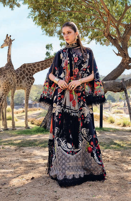 Maria B MPrints Embroidered Lawn Unstitched 3 Piece Suit - 12B - MAB26MP - Black - Spring Summer Collection