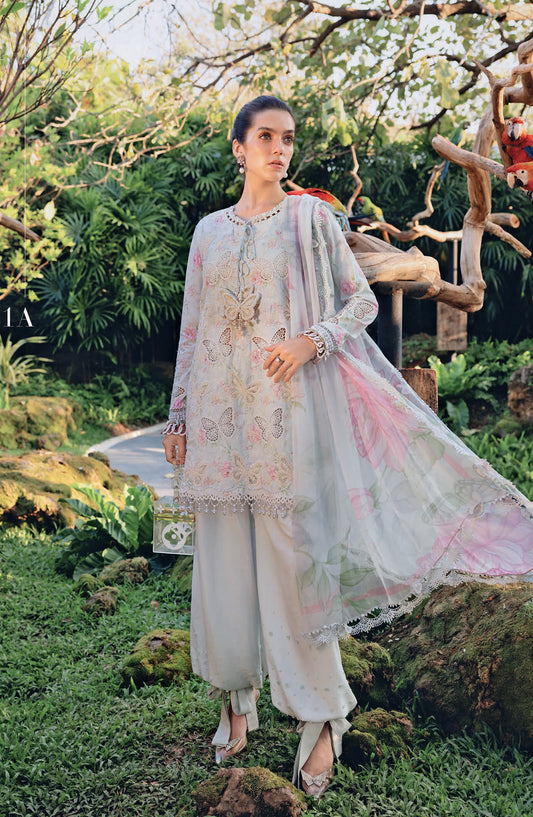 Maria B MPrints Embroidered Lawn Unstitched 3 Piece Suit - 1A - MAB26MP - Purple - Spring Summer Collection