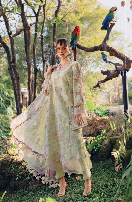 Maria B MPrints Embroidered Lawn Unstitched 3 Piece Suit - 1B - MAB26MP - Green - Spring Summer Collection