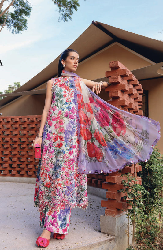 Maria B MPrints Embroidered Lawn Unstitched 3 Piece Suit - 2A - MAB26MP - Multi - Spring Summer Collection