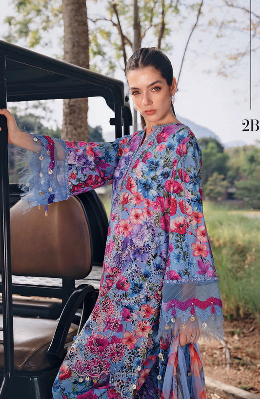 Maria B MPrints Embroidered Lawn Unstitched 3 Piece Suit - 2B - MAB26MP - Multi - Spring Summer Collection