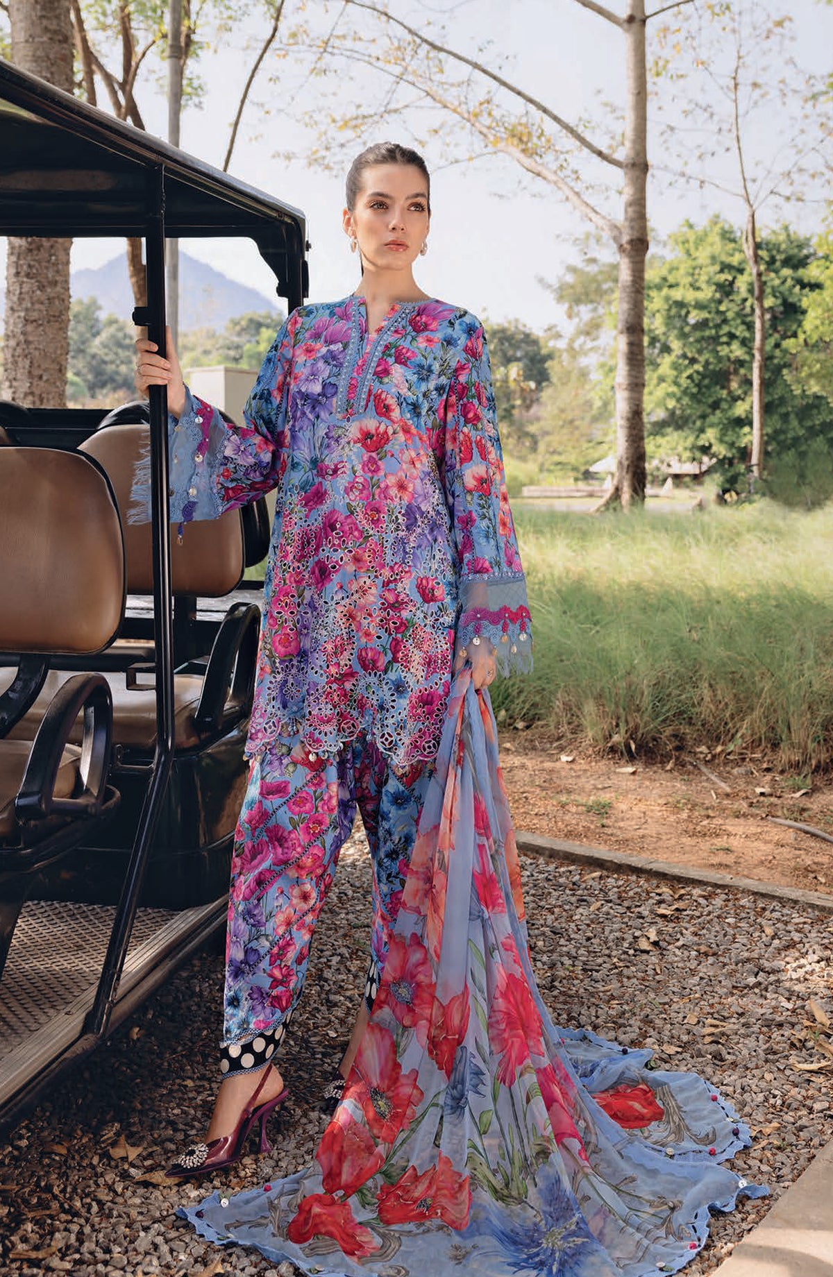 Maria B MPrints Embroidered Lawn Unstitched 3 Piece Suit - 2B - MAB26MP - Multi - Spring Summer Collection