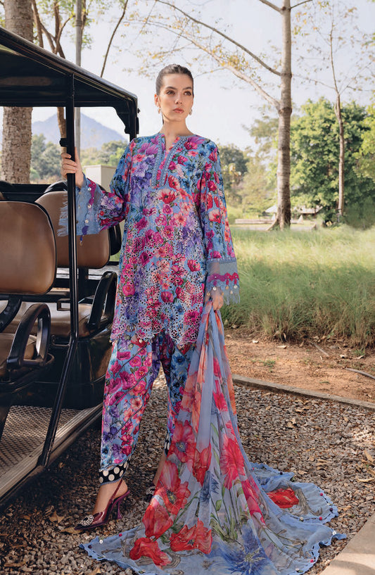 Maria B MPrints Embroidered Lawn Unstitched 3 Piece Suit - 2B - MAB26MP - Multi - Spring Summer Collection