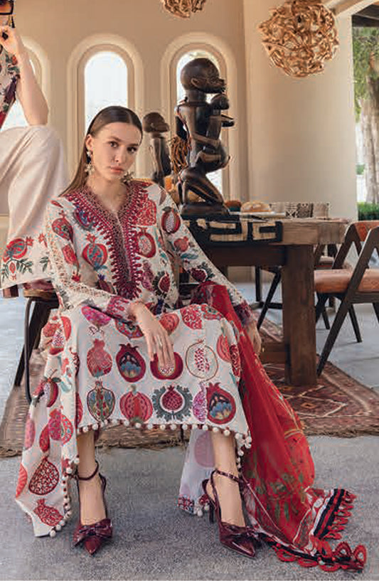 Maria B MPrints Embroidered Lawn Unstitched 3 Piece Suit - 3A - MAB26MP - Fawn - Spring Summer Collection