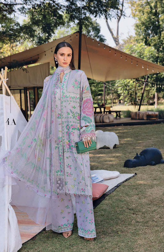 Maria B MPrints Embroidered Lawn Unstitched 3 Piece Suit - 4A - MAB26MP - Purple - Spring Summer Collection