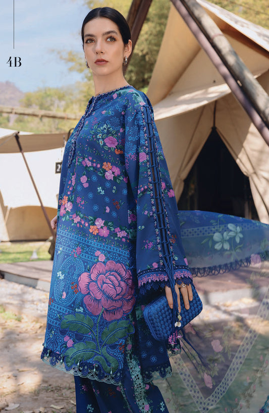 Maria B MPrints Embroidered Lawn Unstitched 3 Piece Suit - 4B - MAB26MP - Blue - Spring Summer Collection