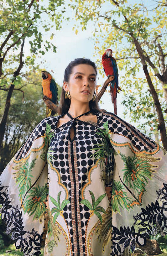 Maria B MPrints Embroidered Lawn Unstitched 3 Piece Suit - 5A - MAB26MP - Beige - Spring Summer Collection