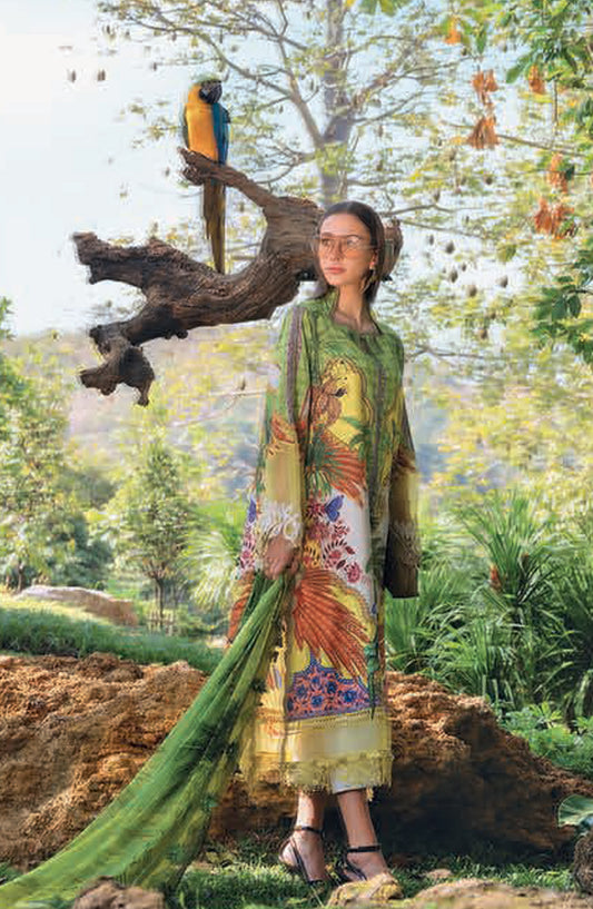 Maria B MPrints Embroidered Lawn Unstitched 3 Piece Suit - 5B - MAB26MP - Green - Spring Summer Collection