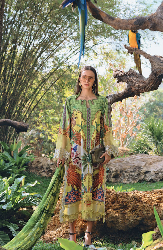 Maria B MPrints Embroidered Lawn Unstitched 3 Piece Suit - 5B - MAB26MP - Green - Spring Summer Collection