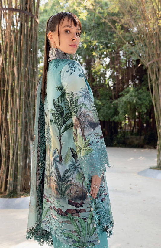 Maria B MPrints Embroidered Lawn Unstitched 3 Piece Suit - 7A - MAB26MP - Blue - Spring Summer Collection