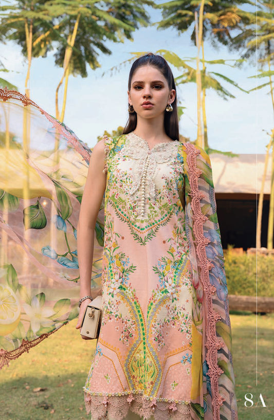 Maria B MPrints Embroidered Lawn Unstitched 3 Piece Suit - 8A - MAB26MP - Pink - Spring Summer Collection