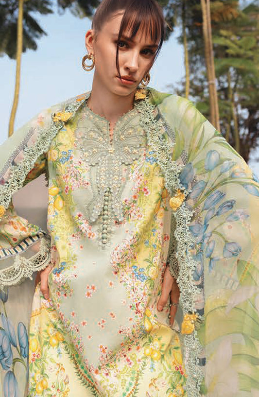 Maria B MPrints Embroidered Lawn Unstitched 3 Piece Suit - 8B - MAB26MP - Green - Spring Summer Collection
