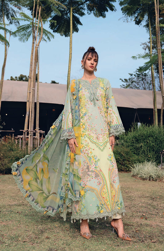 Maria B MPrints Embroidered Lawn Unstitched 3 Piece Suit - 8B - MAB26MP - Green - Spring Summer Collection