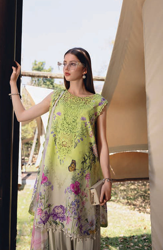 Maria B MPrints Embroidered Lawn Unstitched 3 Piece Suit - 9A - MAB26MP - Green - Spring Summer Collection