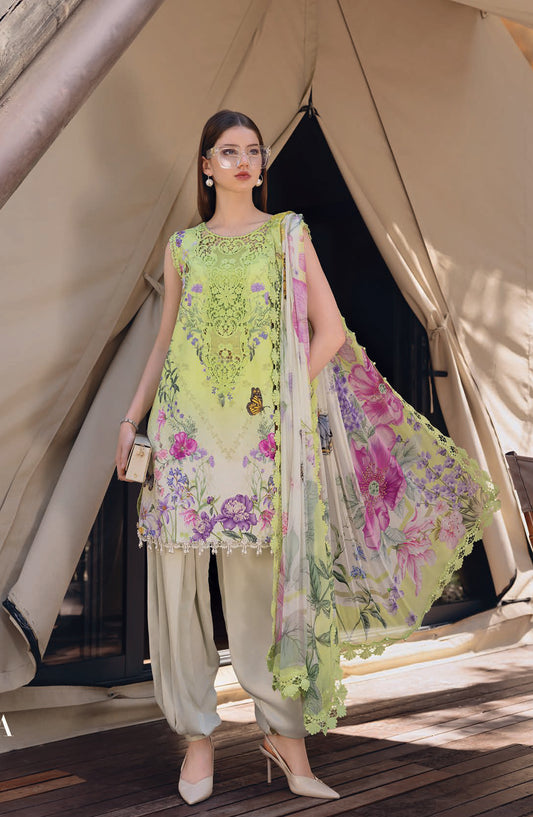 Maria B MPrints Embroidered Lawn Unstitched 3 Piece Suit - 9A - MAB26MP - Green - Spring Summer Collection