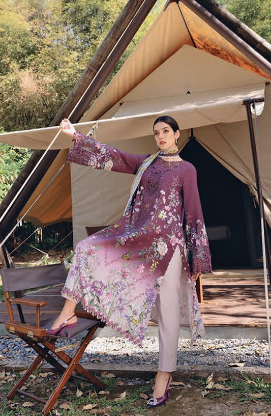 Maria B MPrints Embroidered Lawn Unstitched 3 Piece Suit - 9B - MAB26MP - Purple - Spring Summer Collection