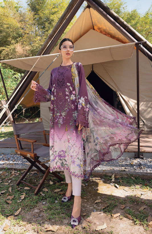 Maria B MPrints Embroidered Lawn Unstitched 3 Piece Suit - 9B - MAB26MP - Purple - Spring Summer Collection