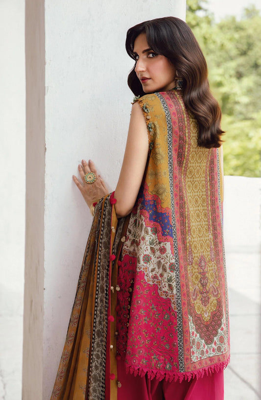 Maria B MPrints Embroidered Cambric Unstitched 3 Piece Suit - D-10A - MB25FED - Pink - Winter Collection