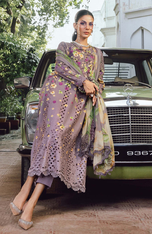 Maria B MPrints Embroidered Cambric Unstitched 3 Piece Suit - D-6B - MB25FED - Purple - Winter Collection