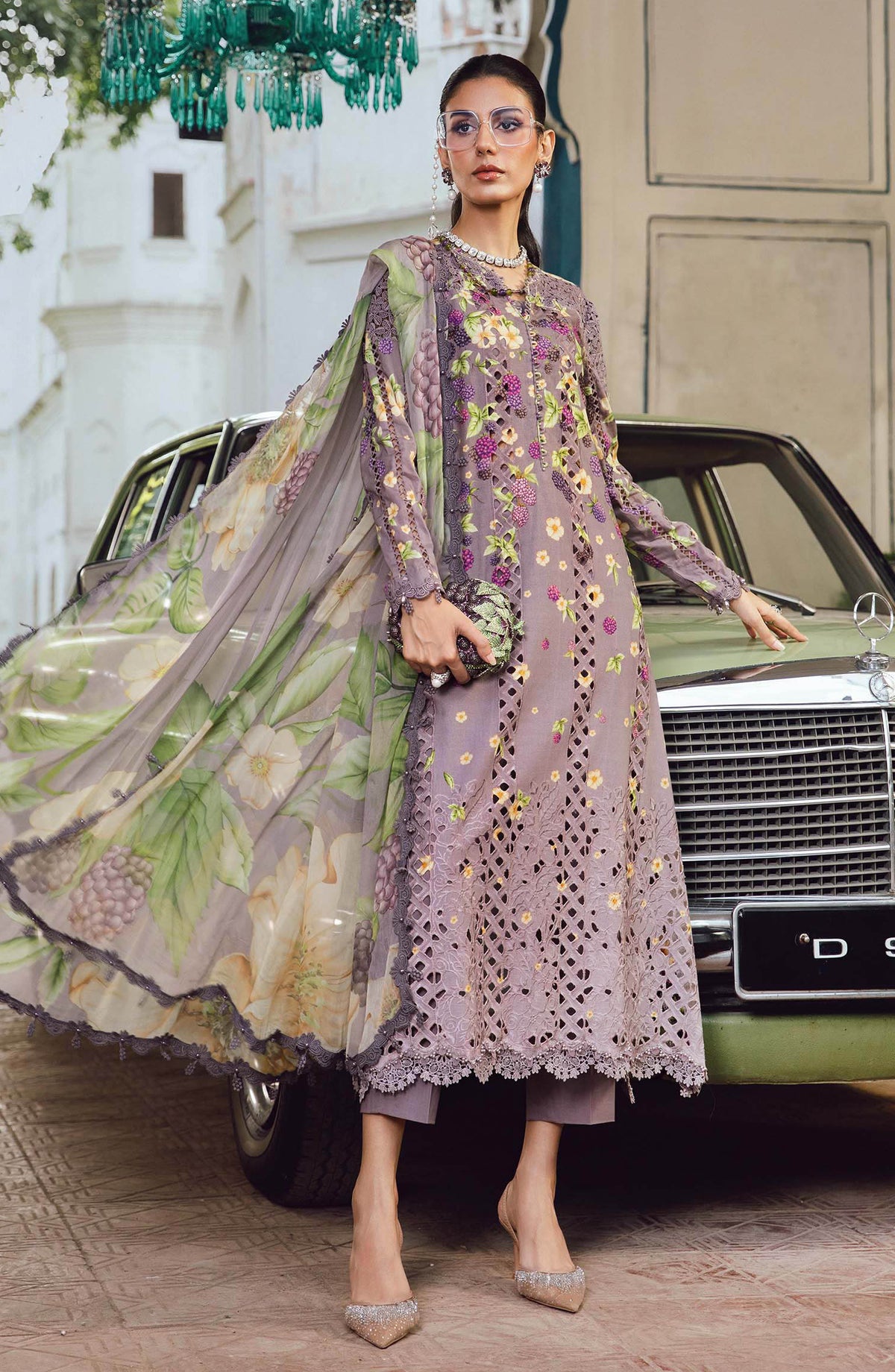 Maria B MPrints Embroidered Cambric Unstitched 3 Piece Suit - D-6B - MB25FED - Purple - Winter Collection
